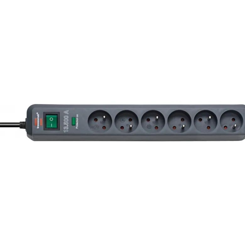 Multiprise Eco-Line 6 prises avec parasurtenseur 13500A, anthracite, 1,4m H05VV- - Brennenstuhl | 1159291136