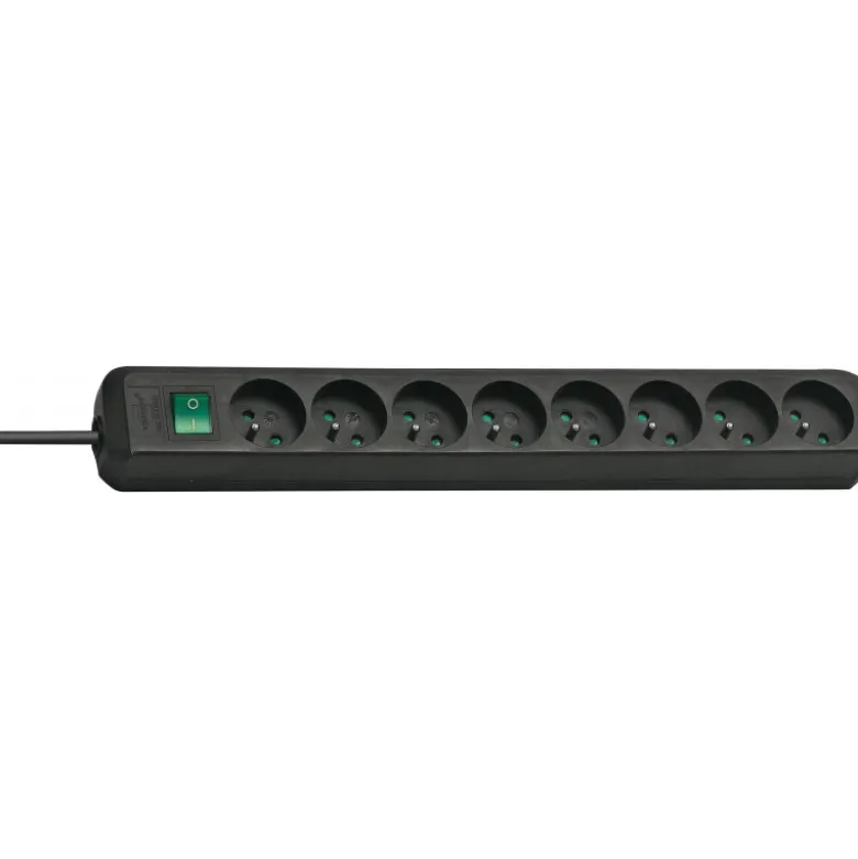 Multiprise Eco-Line 8 prises avec interrupteur, noire, 3m H05VV-F 3G1,5 - Brennenstuhl | 1159301018