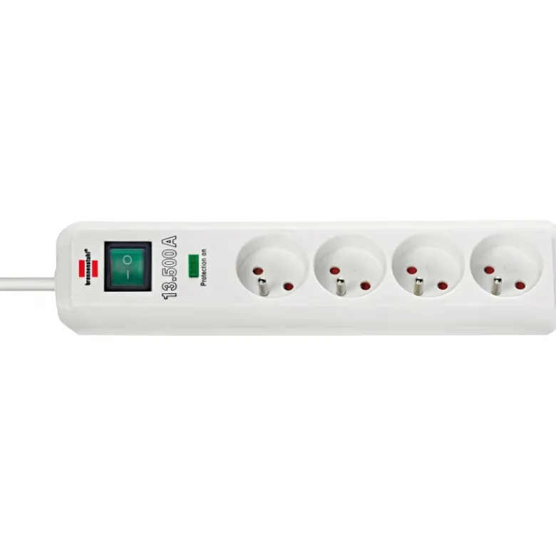 Multiprise Eco-Line 4 prises avec parasurtenseur 13500A, blanc, 1,4m H05VV-F 3G1 - Brennenstuhl | 1159721