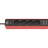 Multiprise Ecolor 4 prises avec interrupteur et 2 ports USB, rouge/noire, 1,5m H - Brennenstuhl | 1153241076