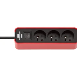 Multiprise Ecolor 3 prises avec interrupteur, rouge/noire, 1,5m H05VV-F 3G1,0 - Brennenstuhl | 1153231070
