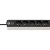 Multiprise Ecolor 5 prises avec interrupteur, blanche/noire, 1,5m H05VV-F 3G1,0 - Brennenstuhl | 1153251020