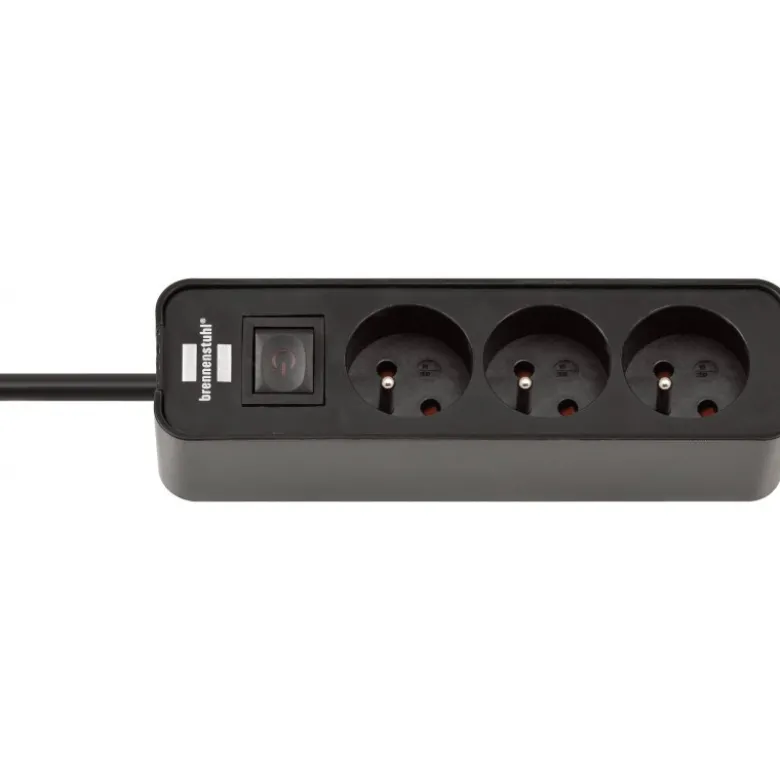 Multiprise Ecolor 3 prises avec interrupteur, noire/noire, 1,5m H05VV-F 3G1,0 - Brennenstuhl | 1153231000