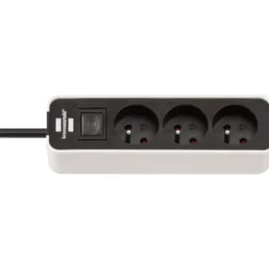 Multiprise Ecolor 3 prises avec interrupteur, blanche/noire, 1,5m H05VV-F 3G1,0 - Brennenstuhl | 1153231020