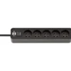 Multiprise Ecolor 5 prises avec interrupteur, noire/noire, 1,5m H05VV-F 3G1,0 - Brennenstuhl | 1153251000