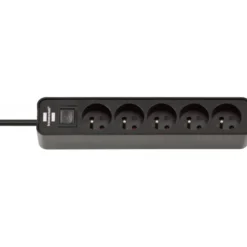 Multiprise Ecolor 5 prises avec interrupteur, noire/noire, 1,5m H05VV-F 3G1,0 - Brennenstuhl | 1153251000
