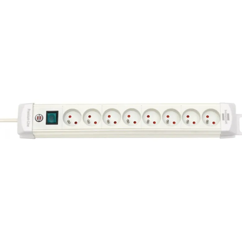 Multiprise Premium Plus 8 prises avec interrupteur, blanche, 3m H05VV-F 3G1,5 - Brennenstuhl | 1156221068