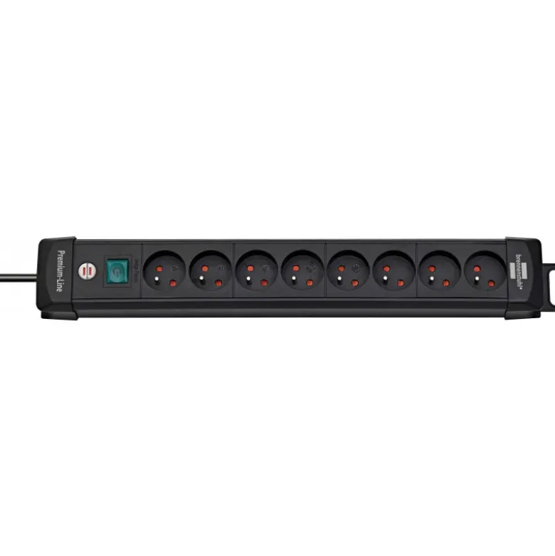 Multiprise Premium Plus 8 prises avec interrupteur, noire, 3m H05VV-F 3G1,5 - Brennenstuhl | 1156001068