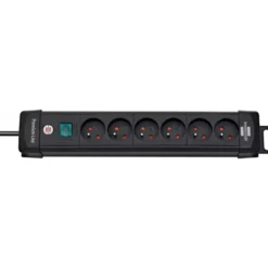 Multiprise Premium Plus 6 prises avec interrupteur, noire, 3m H05VV-F 3G1,5 - Brennenstuhl | 1390001066