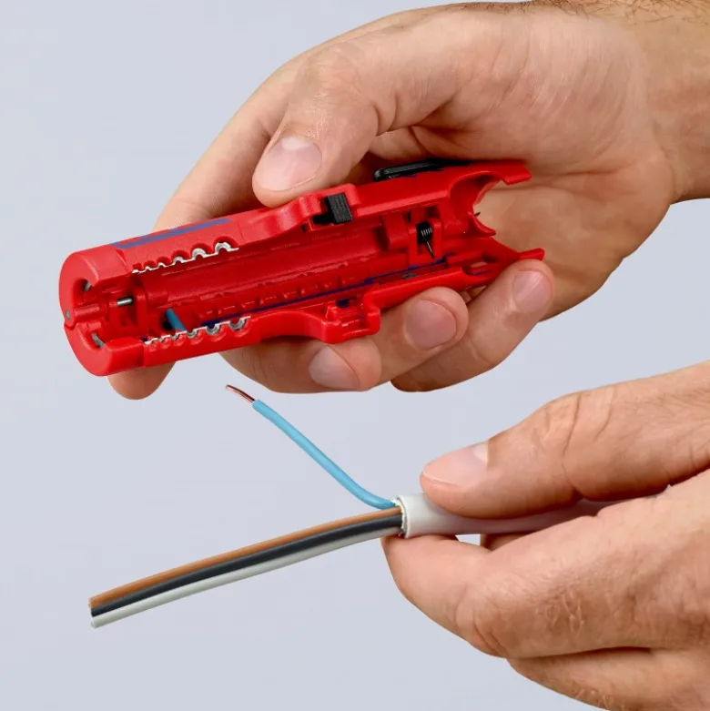 Outil à dégainer universel câbles Ø8à13mm avec couteau - 125mm - Sur carte - KNIPEX | 16 85 125 SB