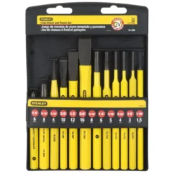 OUTILS DE FRAPPE (CHASSE-GOUPILLES + BURIN A FROID) JEU DE 12 PIÈCES STANLEY 4-18-299