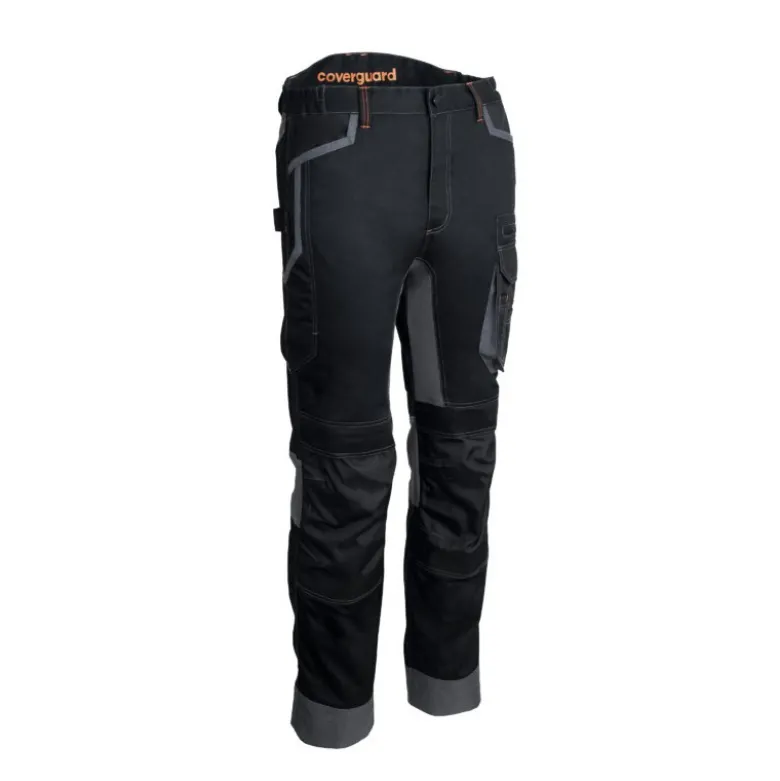Pantalon - BARU - 60% CO/40% PES 270g/m2 + Stretch + Oxford - Noir/Citrouille - COVERGUARD | 5BRP010