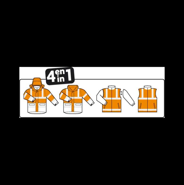 Parka polyester 4 en 1 HI WAY Hi-Viz - rouge / gris - Coverguard | 70599