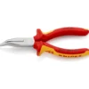 Pince à becs demi-ronds 160mm coudés avec tranchant Bi-matière Chromée 1000V - KNIPEX | 25 26 160