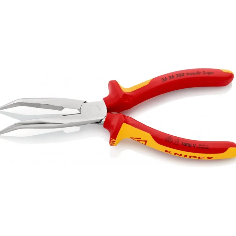 Pince demi-ronde isolées, certifiées VDE chromée 200 mm KNIPEX | 26 26 200