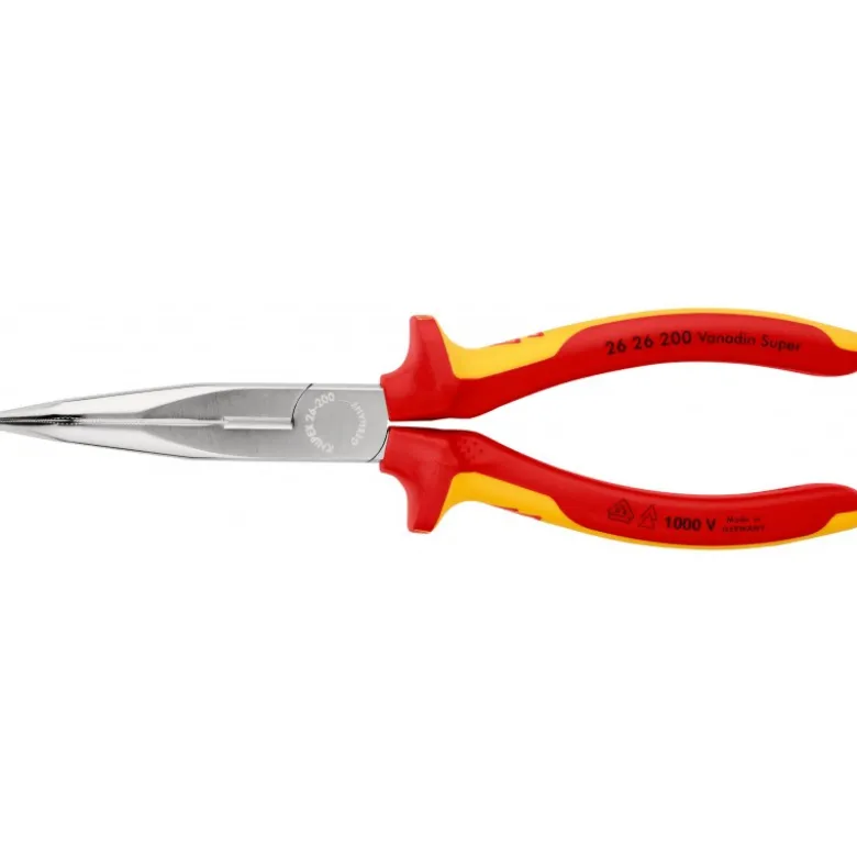 Pince demi-ronde isolées, certifiées VDE chromée 200 mm KNIPEX | 26 26 200