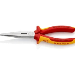 Pince demi-ronde isolées par gaines bi-matière, certifiées VDE chromée 200 mm KNIPEX | 26 16 200