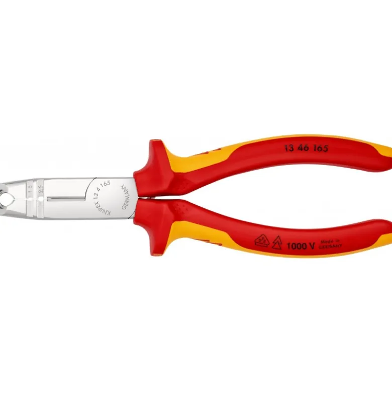 Pince à dégainer et à dénuder câbles ronds - 165mm - Bi-matière - Chromée 1000V - KNIPEX | 13 46 165