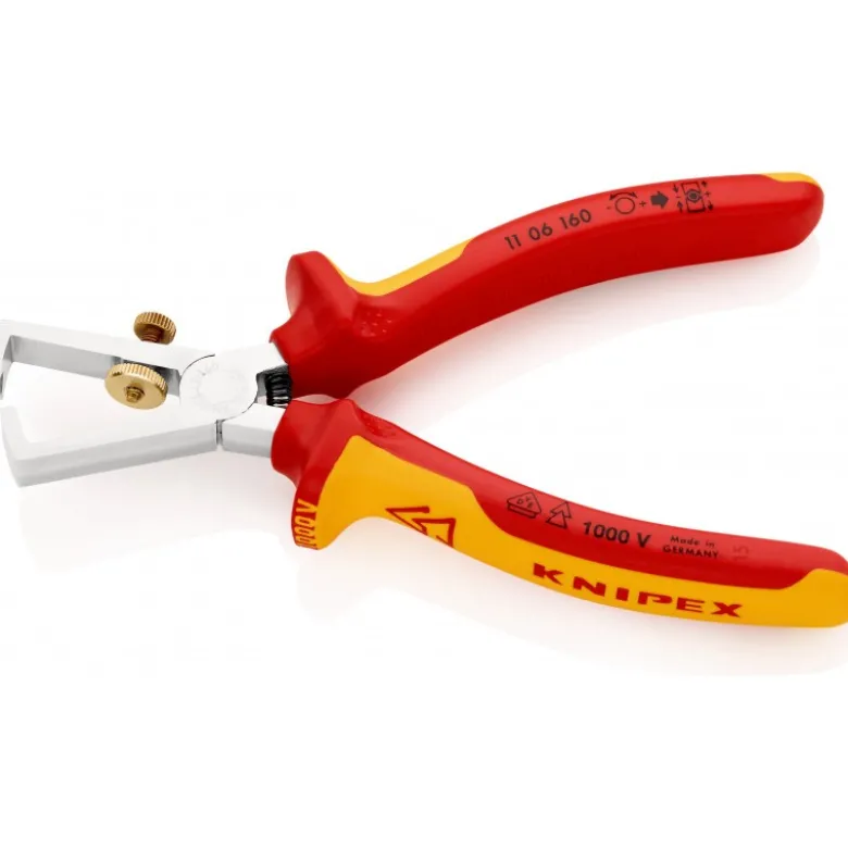 Pince à dénuder isolées 1000V, certifiées VDE chromée 160 mm KNIPEX | 11 06 160