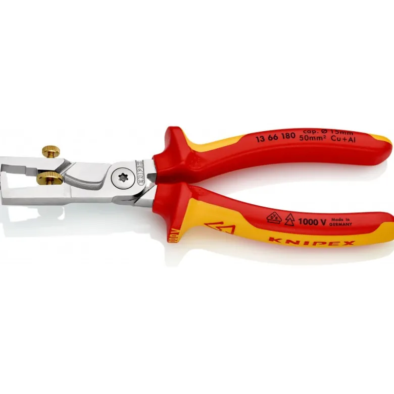 Pince à dénuder StriX® à coupe-câbles isolées certifiées VDE chromée 180 mm KNIPEX | 13 66 180