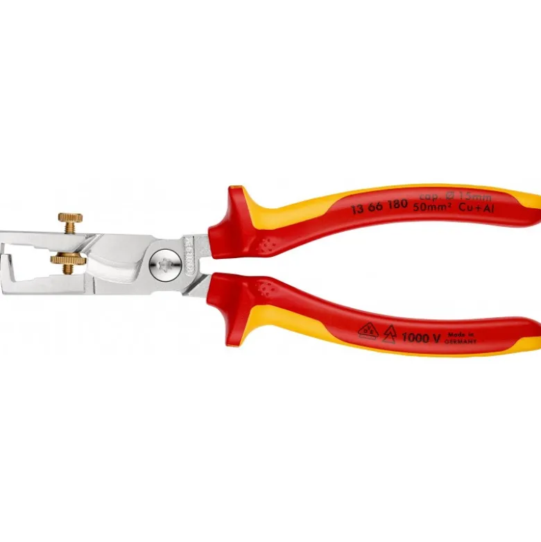 Pince à dénuder StriX® à coupe-câbles isolées certifiées VDE chromée 180 mm KNIPEX | 13 66 180