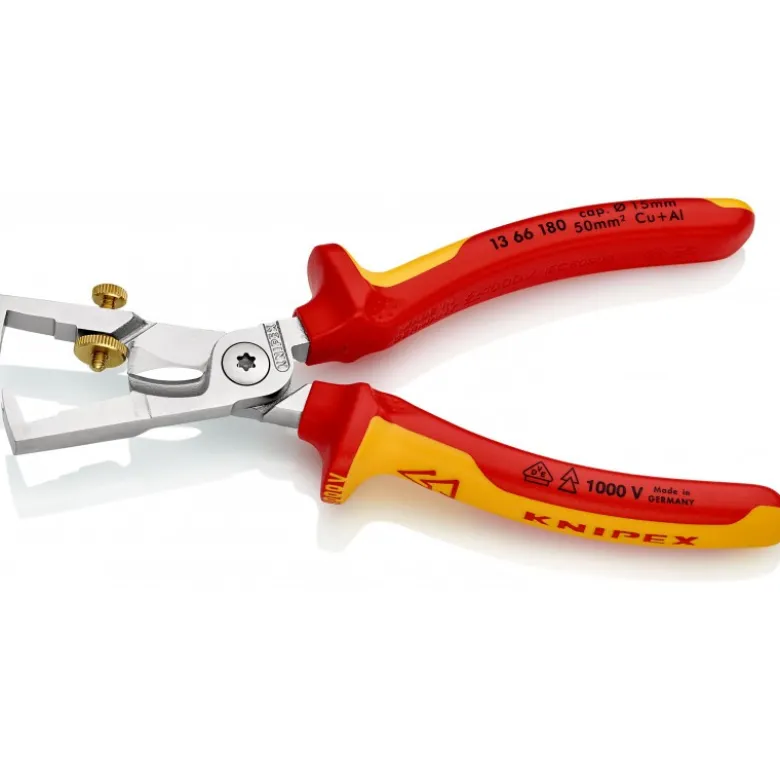 Pince à dénuder StriX® à coupe-câbles isolées certifiées VDE chromée 180 mm KNIPEX | 13 66 180