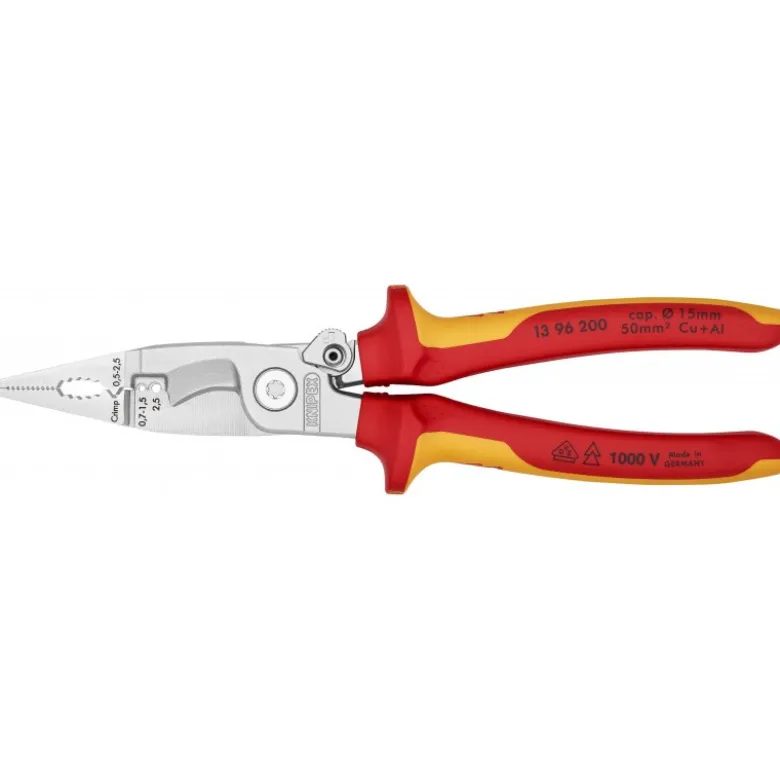 Pince multifonctions 6 en 1 - 200mm - Bi-matière - Chromée 1000V - Ressort - KNIPEX | 13 96 200