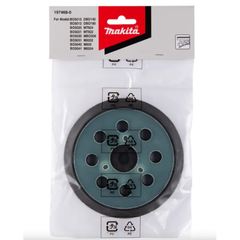 Plateau auto-agrippant, pour ponceuses excentriques BBO180, BO5010, BO5021, BO5030, BO5031 et BO5041 MAKITA 197468-0