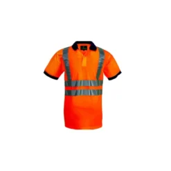 Polo manches courtes - YARD - 100% PES 140g/m2 - Orange HV/Marine - COVERGUARD | MO70280
