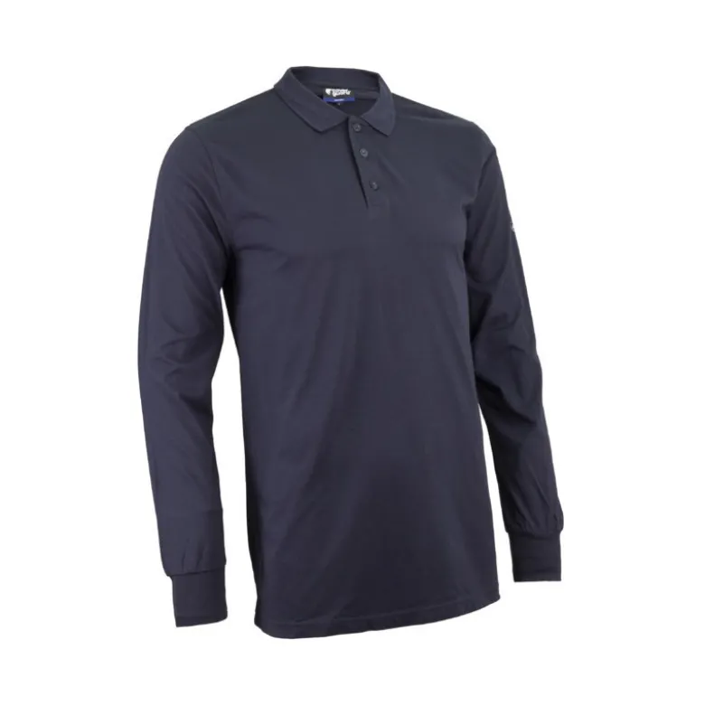 Polo manches longues - LAURITS - 60% Modacrylique/39% Coton/1% Fibre antistatique 180g/m2 UPF 50 - Marine - COVERGUARD | 5LAU120