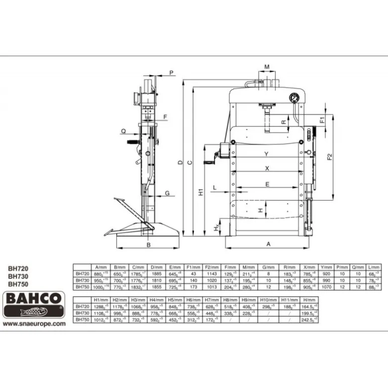 PRESSE HYDRAULIQUE 30T - Bahco | BH730