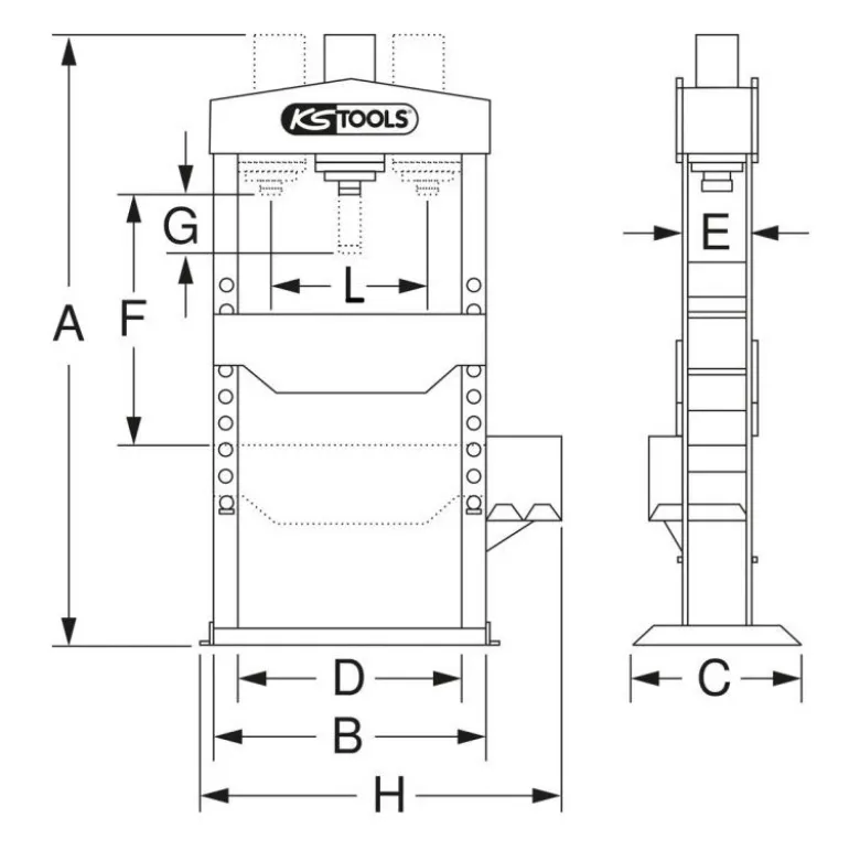 Presse hydraulique, 20 tonnes à pompe hydraulique 2 vitesses - KS Tools | 160.0113