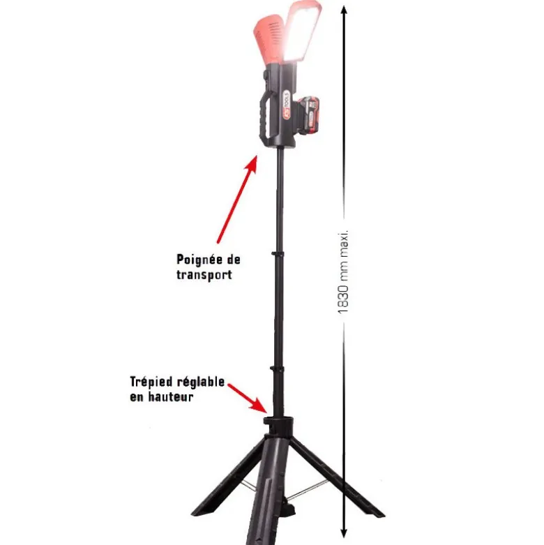 PROJECTEUR PORTABLE AC/DC SUR TRÉPIED 10000 Lumens 18V solo - Ks Tools |150.4470F