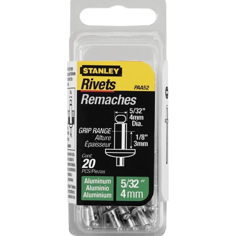 RIVET ALUMINIUM 3MM X 6,35 - BOITE DE 20 PIÈCES STANLEY 1-PAA44T