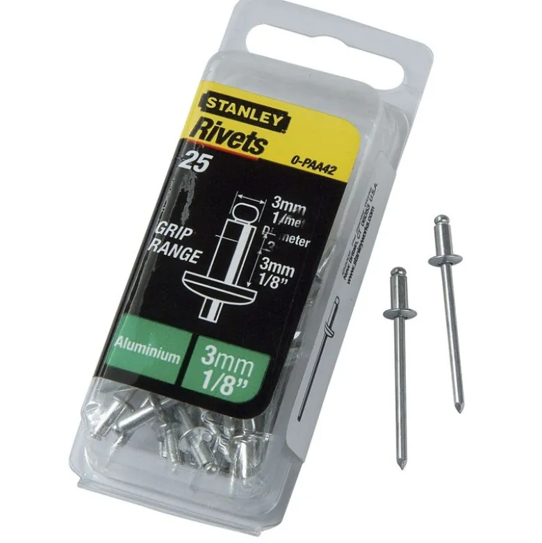 RIVET ALUMINIUM 3MM X 6,35 - BOITE DE 20 PIÈCES STANLEY 1-PAA44T