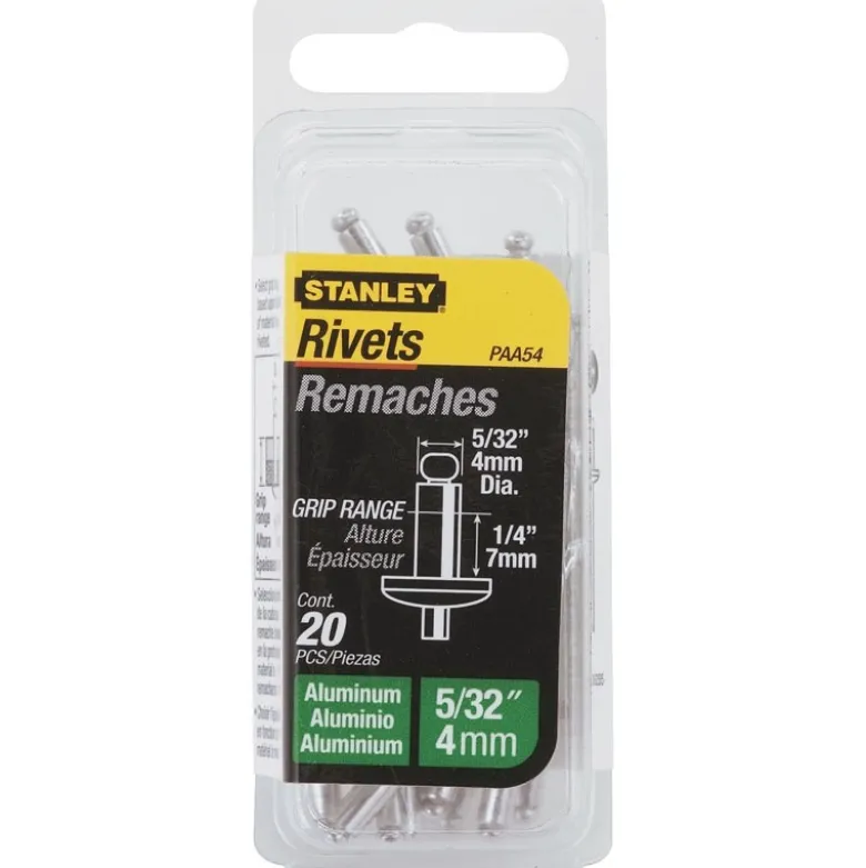 RIVET ALUMINIUM 4MM X 3 - BOITE DE 20 PIÈCES STANLEY 1-PAA52T