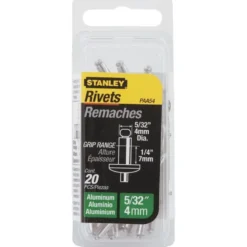 RIVET ALUMINIUM 4MM X 6,35 - BOITE DE 20 PIÈCES STANLEY 1-PAA54T