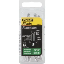 RIVET ALUMINIUM 5MM X 6,35 - BOITE DE 15 PIÈCES STANLEY 1-PAA64T
