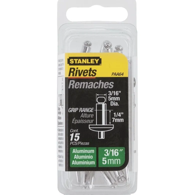 RIVET ALUMINIUM 3MM X 12,7 - BOITE DE 15 PIÈCES STANLEY 1-PAA48T