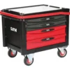 ROULEUSE ATELIER 40 - 4 TIROIRS - ROUGE - PLATEAU ALUMINIUM - SAM | SERVI-R40R