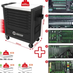 Servante d'atelier COMPETITION avec 8 tiroirs et 434 outils premium - KSTools | 512.5434