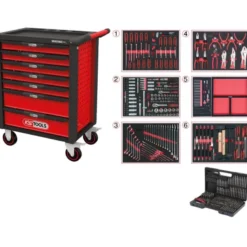 Servante d'atelier RACINGline NOIR/ROUGE 7 tiroirs equipée de 598 outils - KSTools | 826.7598