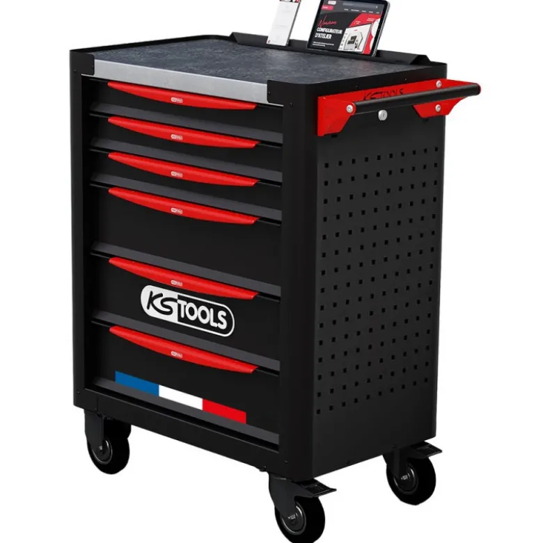 Servante d'atelier 6 tiroirs fabriquée en France équipée de 364 outils - KSTools | 824.6364F