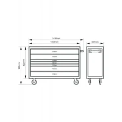 Servante d'atelier XXL 53", 7 tiroirs - Bahco | 1476KXXL7BK