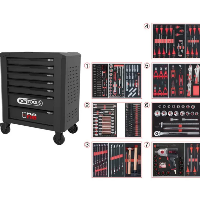 Servante One by One 7 tiroirs + 337 outils - KSTools | 823.7337F