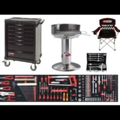 Servante One by One 7 tiroirs, équipée 251 outils + Barbecue et ustensiles KS Tools | 823.7251