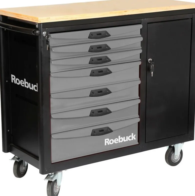 SERVANTE PRENIUM PLATEAU BOIS LARGE 7 TIROIRS + 1 PORTE - ROEBUCK | 867984