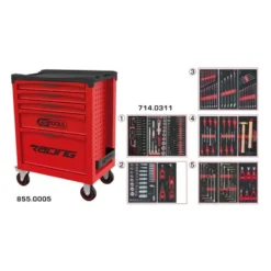 Servante RACING 5 tiroirs équipée de 311 outils - KSTools | 855.5311
