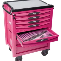 SERVANTE 40 - 7 TIROIRS - MAGENTA - PLATEAU ALUMINIUM - SAM | SERVI-740-FME