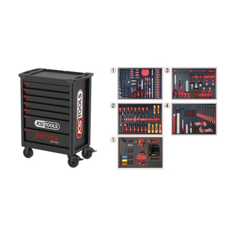 SERVANTE 7 TIROIRS POWER- EDITION LIMITEE 2026 - ÉQUIPÉE DE 236 OUTILS KSTools | 826.7234F